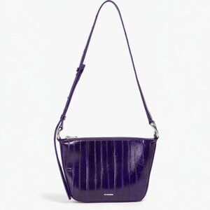 NWT Jil Sander Fish Skin Metallic Shoulder Bag - Black - With Dustbag MSRP $1920